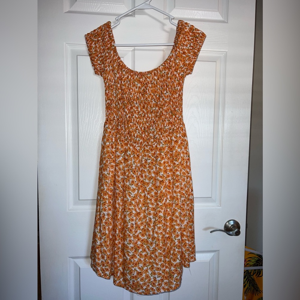 Orange floral baby doll dress